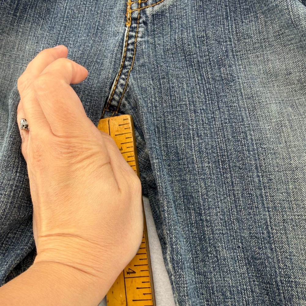 Vtg Y2K Jordache Lo-Rise Flare Jeans Womens Blue Denim Bootcut Diagonal Seam 28" - Picture 8 of 10